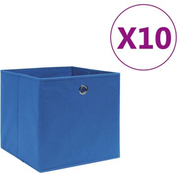 vidaXL Opbergboxen 10 st 28x28x28 cm nonwoven stof blauw