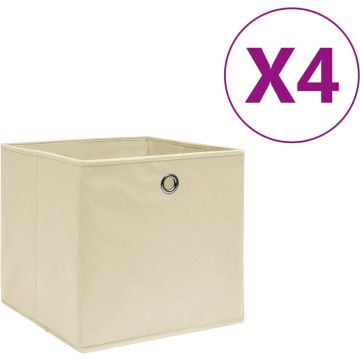 vidaXL Opbergboxen 4 st 28x28x28 cm nonwoven stof crème