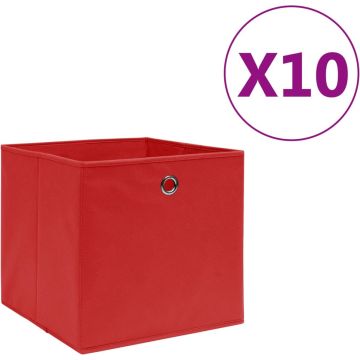 vidaXL Opbergboxen 10 st 28x28x28 cm nonwoven stof rood