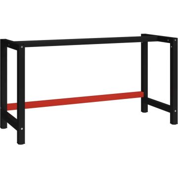 vidaXL Werkbankframe 150x57x79 cm metaal zwart en rood