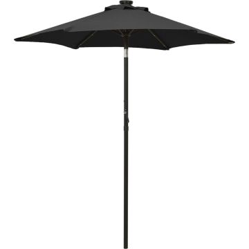 vidaXL Parasol met LED-verlichting 200x211 cm aluminium zwart