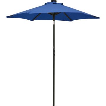 vidaXL Parasol met LED-verlichting 200x211 cm aluminium azuurblauw