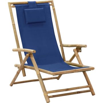 vidaXL Relaxstoel verstelbaar bamboe en stof marineblauw