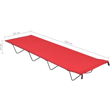VDXL Campingbed 180x60x19 cm oxford stof en staal rood