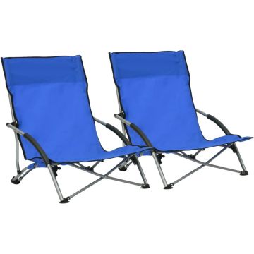 vidaXL Strandstoelen 2 st inklapbaar stof blauw