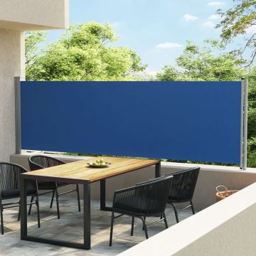 vidaXL Tuinscherm uittrekbaar 140x600 cm blauw