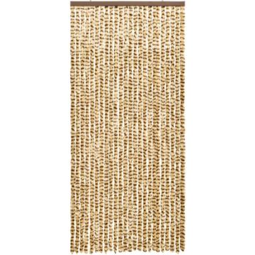 vidaXL Vliegengordijn 90x220 cm chenille beige en bruin