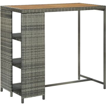 vidaXL Bartafel met opbergrek 120x60x110 cm poly rattan grijs