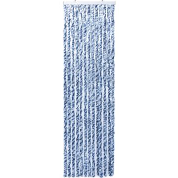 vidaXL Vliegengordijn 120x220 cm chenille blauw en wit