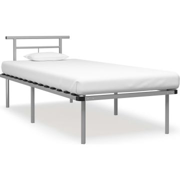 vidaXL Bedframe metaal grijs 90x200 cm