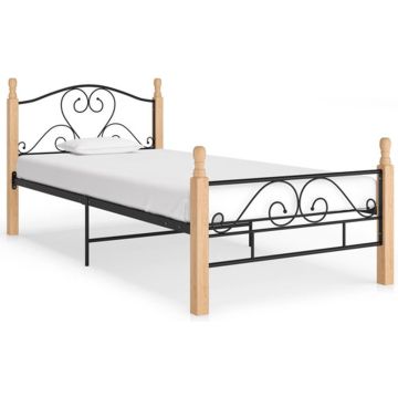 vidaXL Bedframe metaal zwart 90x200 cm