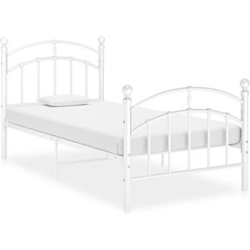 vidaXL Bedframe metaal wit 90x200 cm