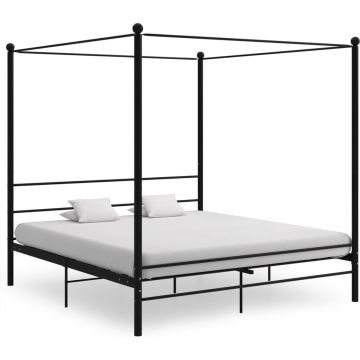 vidaXL Hemelbedframe metaal zwart 180x200 cm