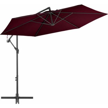 vidaXL Zweefparasol met aluminium paal 300 cm bordeauxrood