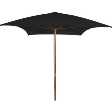 vidaXL Parasol met houten paal 200x300 cm zwart