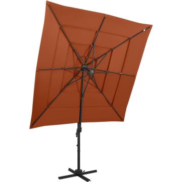 vidaXL Parasol 4-laags met aluminium paal 250x250 cm terracottakleurig