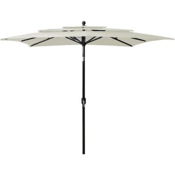 vidaXL Parasol 3-laags met aluminium paal 2,5x2,5 m zandkleurig