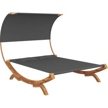 vidaXL Loungebed met luifel 165x203x126 cm gebogen hout antracietkleur