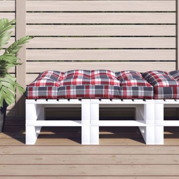 vidaXL Palletkussen 120x80x12 cm stof ruitpatroon rood