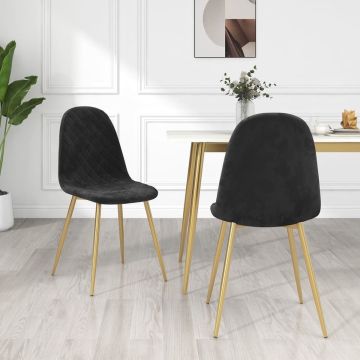 vidaXL Eetkamerstoelen 2 st fluweel zwart