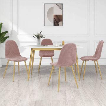 vidaXL Eetkamerstoelen 4 st fluweel roze