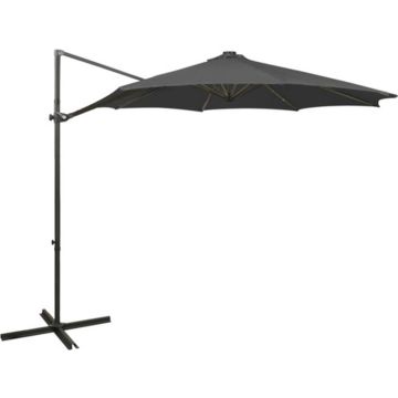 vidaXL Zweefparasol met paal en LED-verlichting 300 cm antracietkleur