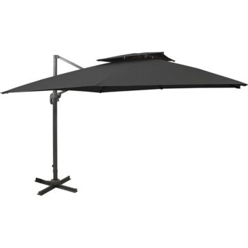 vidaXL Zweefparasol met dubbel dak 300x300 cm zwart