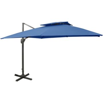 vidaXL Zweefparasol met dubbel dak 300x300 cm azuurblauw