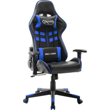 vidaXL Gamestoel kunstleer zwart en blauw