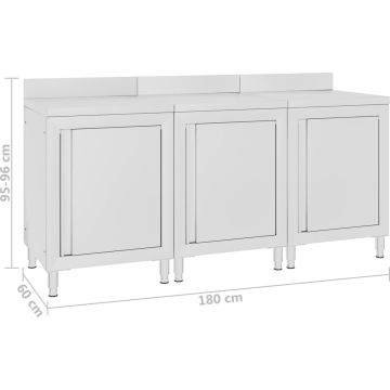 vidaXL Werktafelkast commercieel 180x60x96 cm roestvrij staal