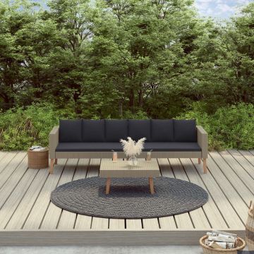 vidaXL 2-delige Loungeset met kussens poly rattan beige