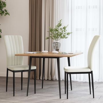 vidaXL Eetkamerstoelen 2 st fluweel crèmekleurig