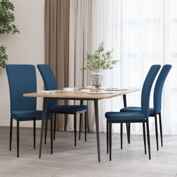 vidaXL Eetkamerstoelen 4 st fluweel blauw