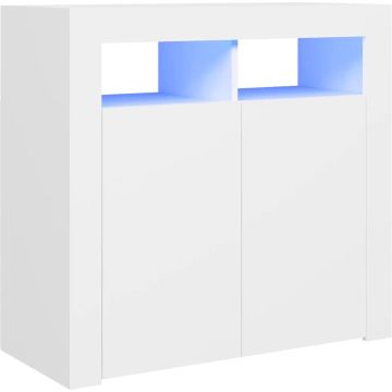 vidaXL Dressoir met LED-verlichting 80x35x75 cm wit