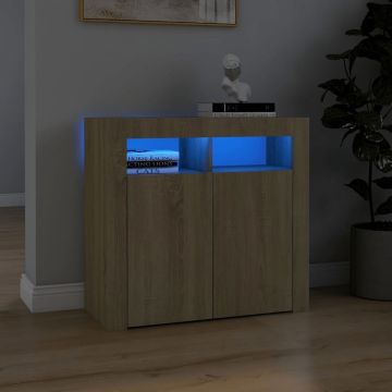 vidaXL Dressoir met LED-verlichting 80x35x75 cm sonoma eikenkleurig