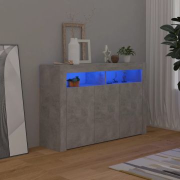 vidaXL Dressoir met LED-verlichting 115,5x30x75 cm betongrijs