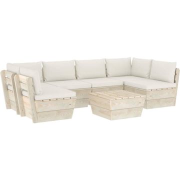 vidaXL 7-delige Loungeset met kussens pallet vurenhout