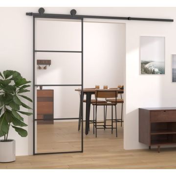 vidaXL Schuifdeur 76x205 cm aluminium en ESG-glas zwart