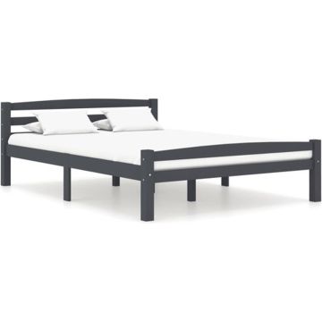 vidaXL Bedframe massief grenenhout donkergrijs 120x200 cm