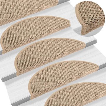 vidaXL Trapmatten zelfklevend 15 st sisal-look 56x17x3 cm donkerbeige