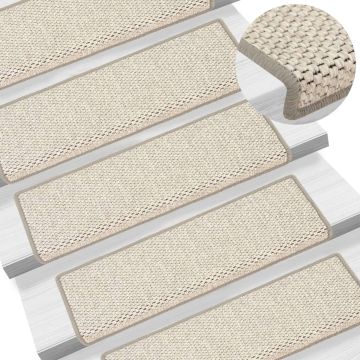 vidaXL Trapmatten zelfklevend 15 st sisal-look 65x21x4 cm beige