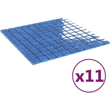 vidaXL Mozaïektegels 11 st zelfklevend 30x30 cm glas blauw