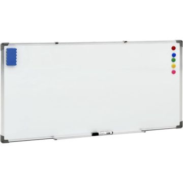 vidaXL Whiteboard magnetisch 110x60 cm staal wit