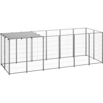 vidaXL Hondenkennel 330x110x110 cm staal zilverkleurig