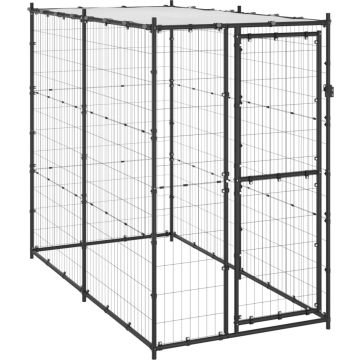 vidaXL Hondenkennel voor buiten met dak 110x220x180 cm staal