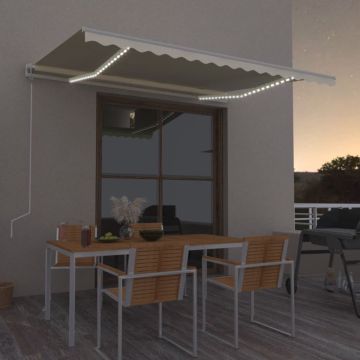 vidaXL Luifel automatisch met LED en windsensor 450x350 cm crèmekleur