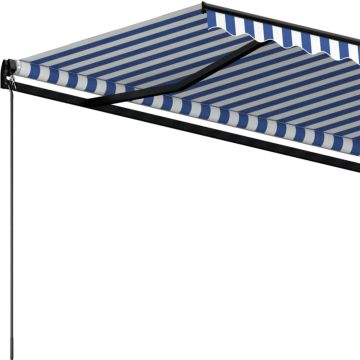 vidaXL Luifel handmatig uittrekbaar 500x350 cm blauw en wit