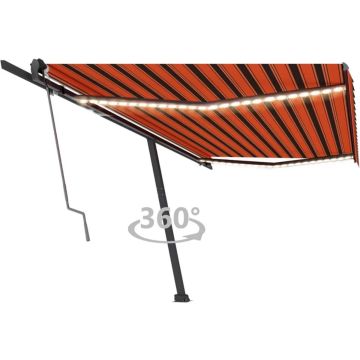 vidaXL Luifel automatisch met LED windsensor 500x300 cm oranje bruin