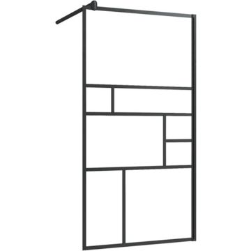 vidaXL Inloopdouchewand 80x195 cm ESG-glas transparant en zwart