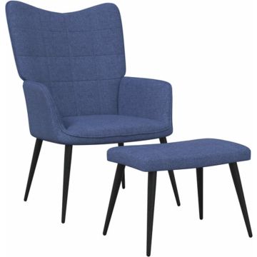 vidaXL Relaxstoel met voetenbank stof blauw